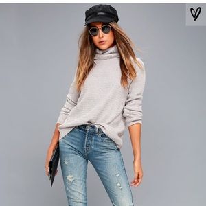Lulus Sweet Salutation Gray Turtleneck Sweater